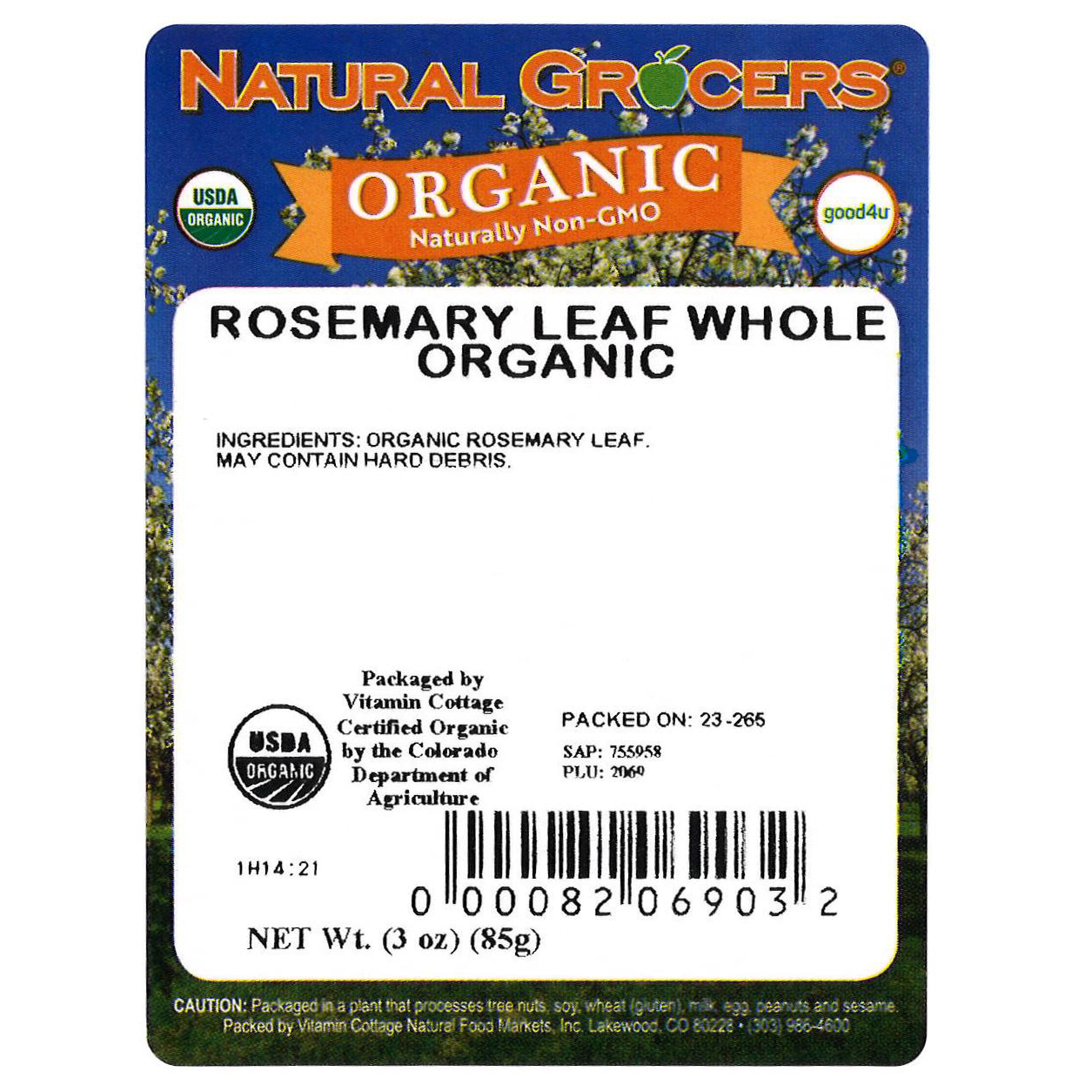 Rosemary Leaf Whole Org 3 Oz | Natural Grocers